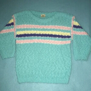 GISP vintage crewneck knit multi colored stripes popcorn textured knit size L